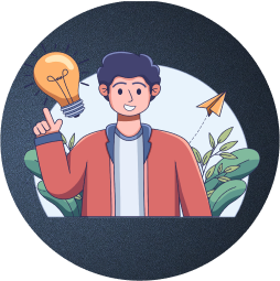 An employee with a bulb representing an idea