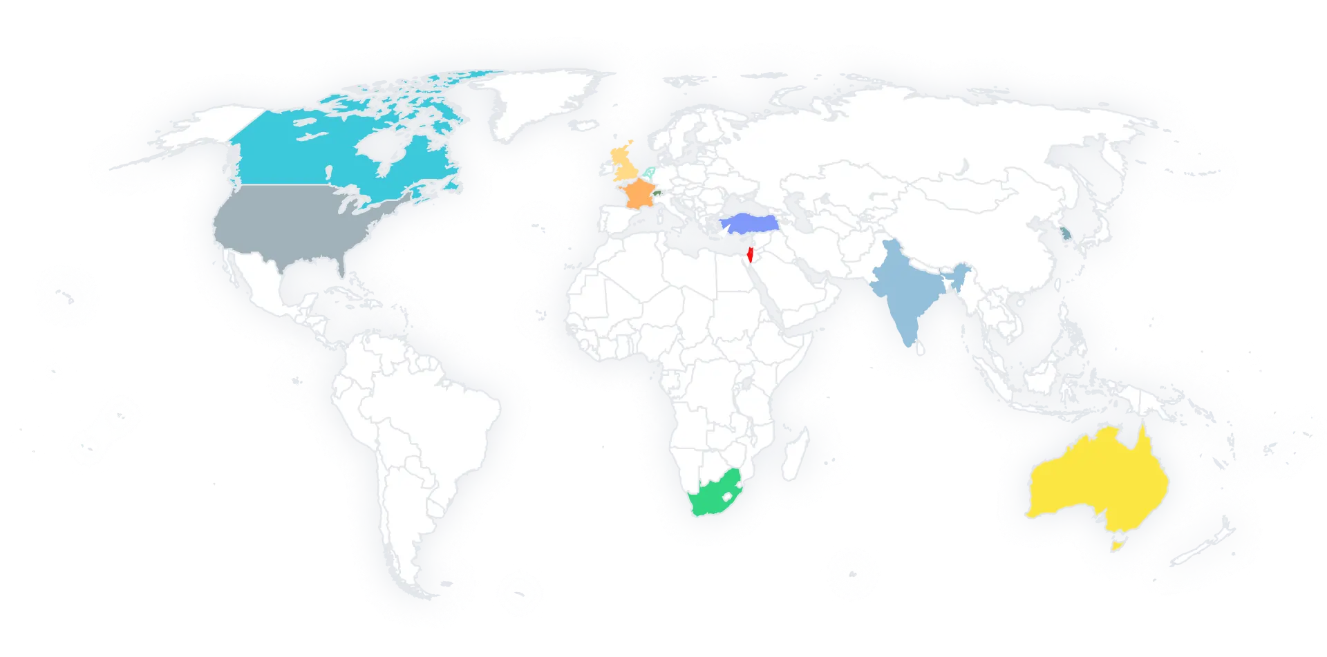 Map highlighting international projects delivered by Genesis