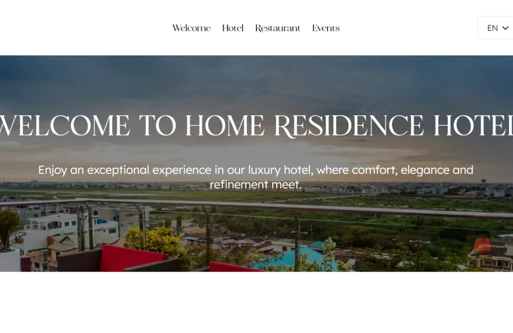 Interface of the hotel page