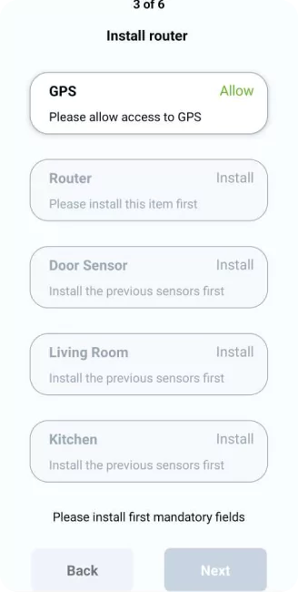 Mobile app interface displaying various installation options