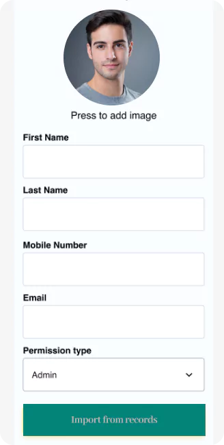 Mobile app interface prompting the user to enter their details