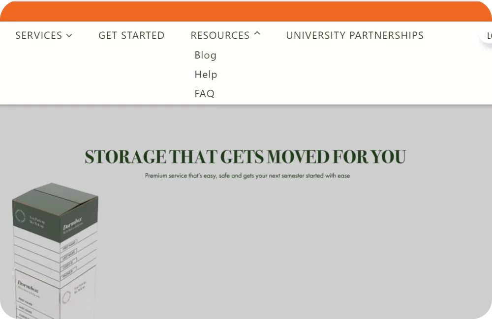 Interface of resources page