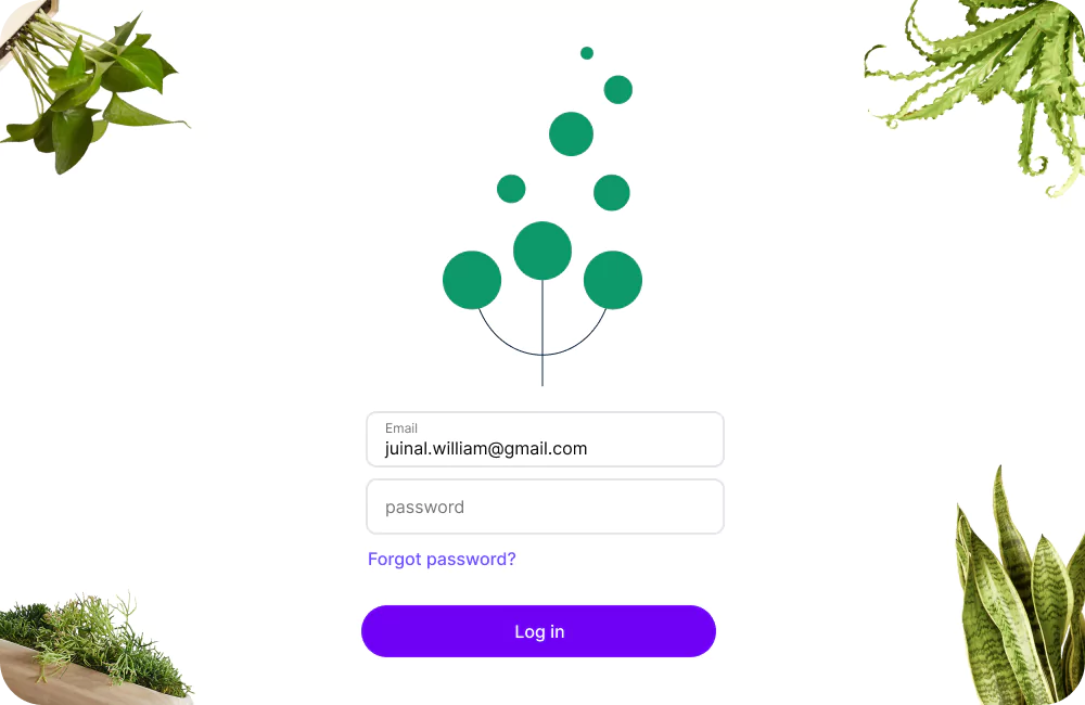 Login page of the application