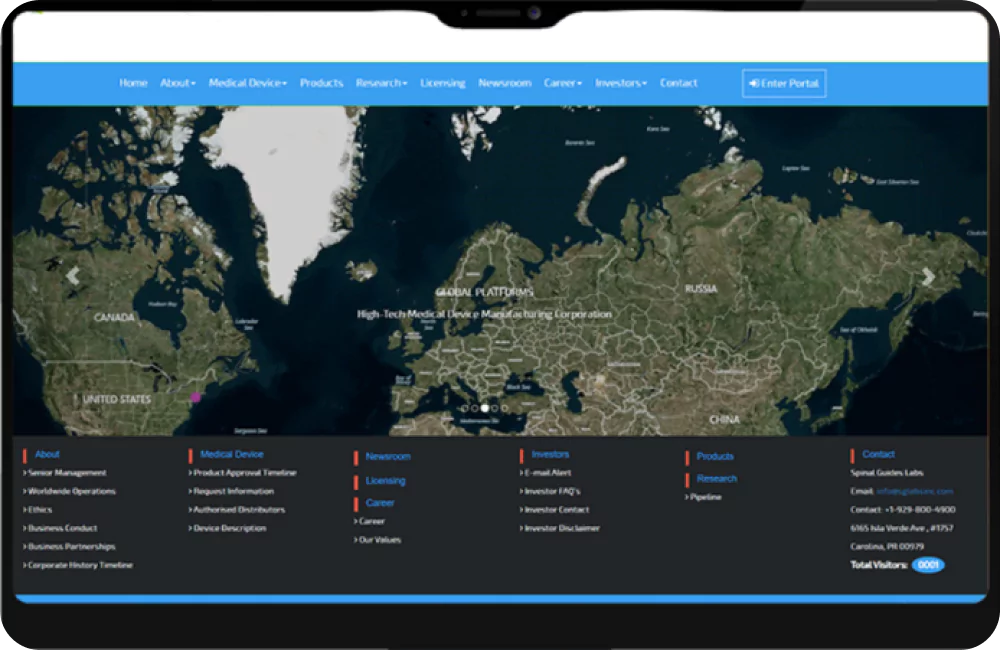 Interface of the world map section