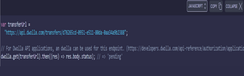 Code Snippet for checking transfer status